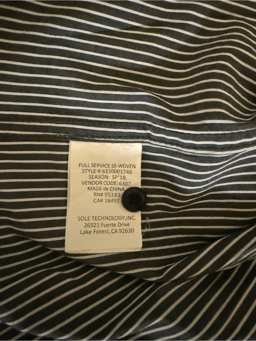 Emerica Men’s Black & White Striped Short-Sleeve Button Up Shirt - Picture 6 of 6